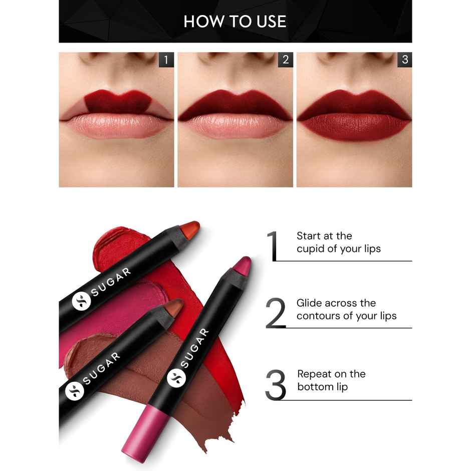 SUGAR Cosmetics Matte As Hell Crayon Lipstick - 01 Scarlett O'Hara