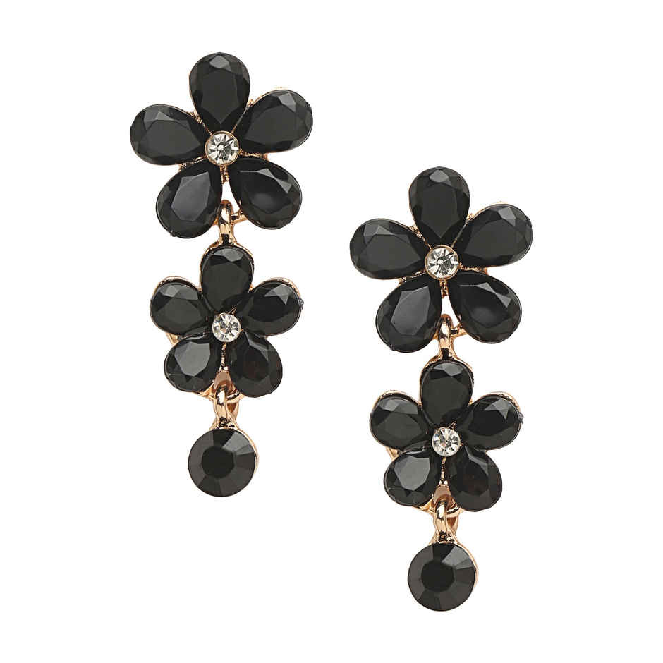 Youbella Crystal Necklace Jewellery Set With Earrings For Girls/Women (Black)(Ybnk - 5766)