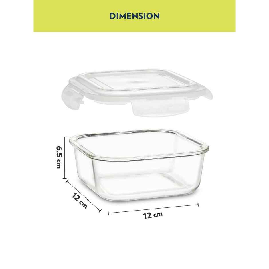 Borosil Square Lunch Box With Bag (320 ml + 320 ml) | Borosilicate Glass