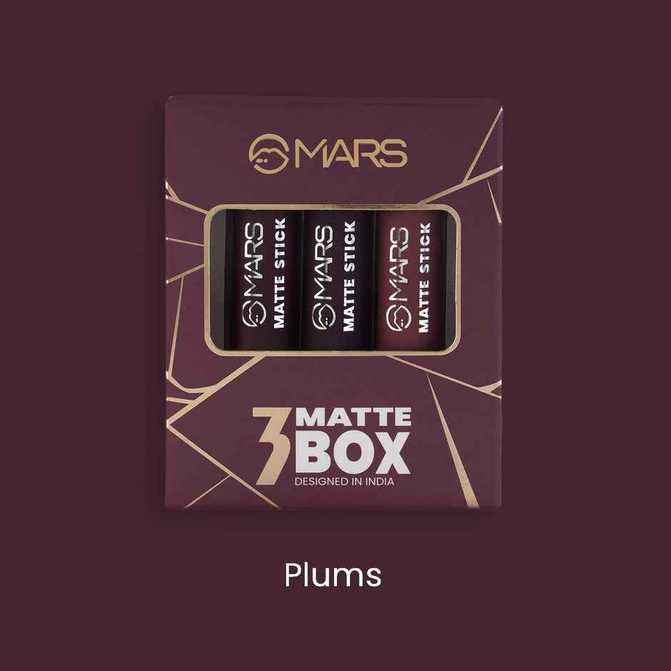 MARS Cosmetics Gift Box Set of 3 Matte Lipsticks | 03-PLUM