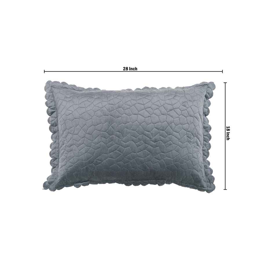 Hosta Homes Velvet Fabric Laser Cut Grey Pillow Cover Pack of 1