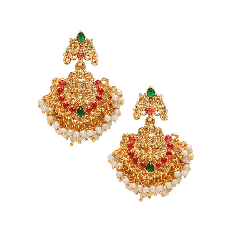 Youbella Temple Jewellery Set With Earrings For Girls And Women (Gold) (Ybnk - 50618)