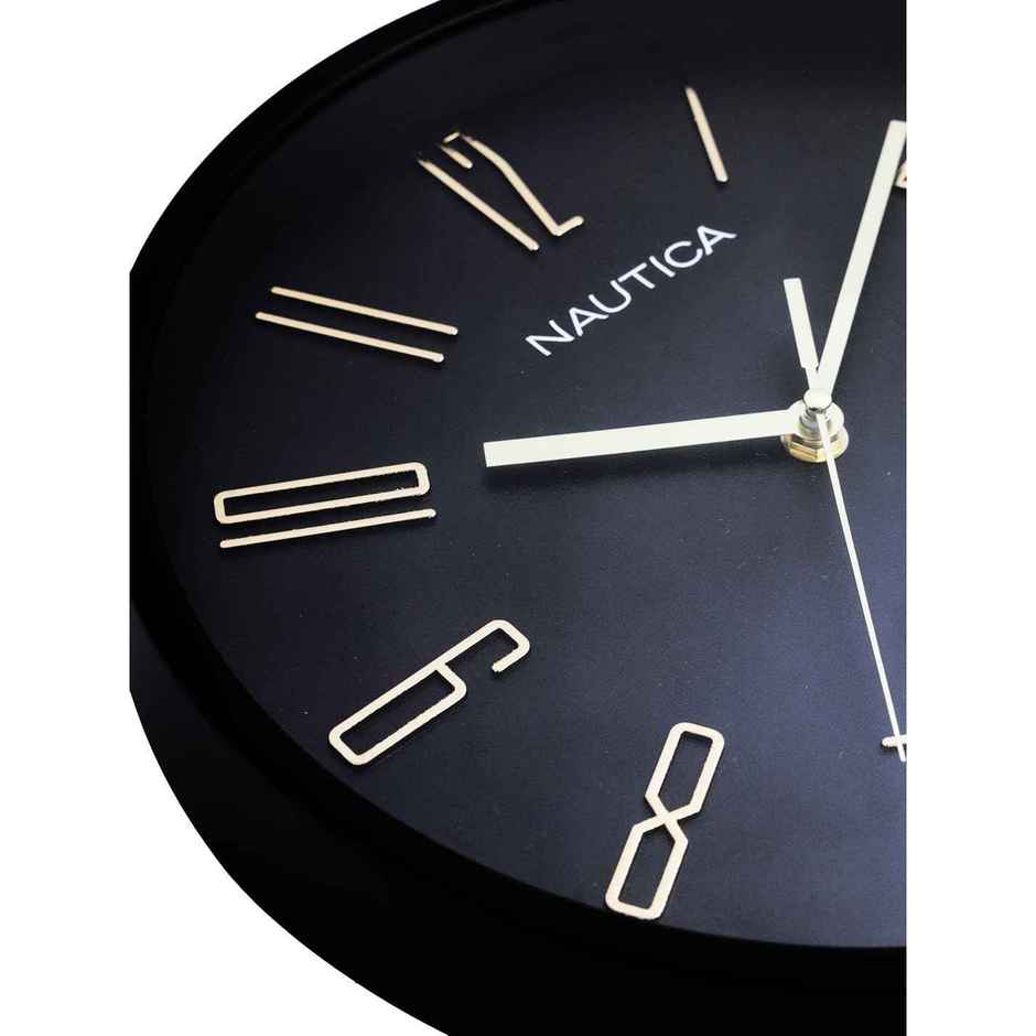Nautica Modern Wall Clock For Stylish Home -Quartz Silent Sweep Technology 1Pc Size (Abs) MattBlack