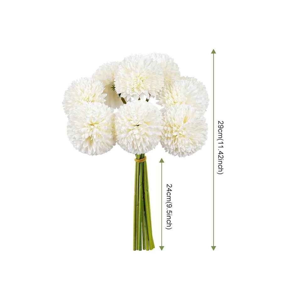Tied Ribbons Set Of 6 Artificial Ball Flowers Bunches Without Vase
