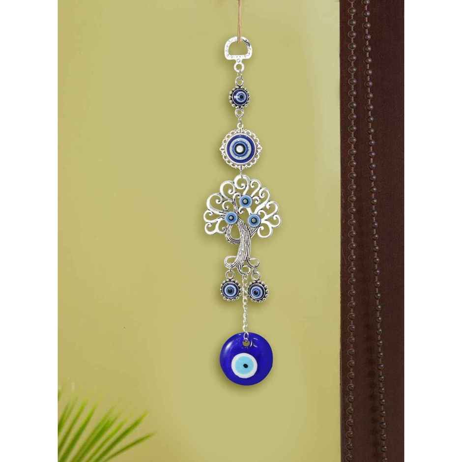 TIED RIBBONS Tree Of Life Evil Eye Wall Hanging | Dark Blue