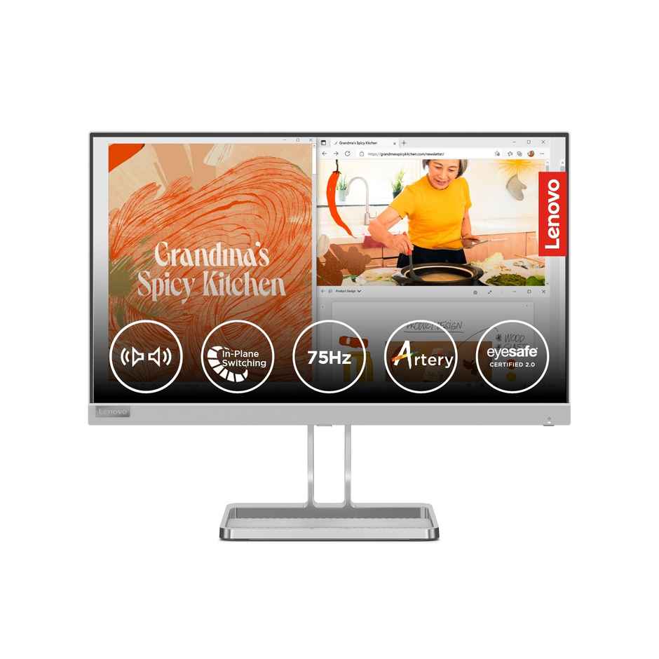 Lenovo L22i-40, 22 inch (54.6cm), IPS, FHD, 75Hz, Grey, 4ms, AMD FreeSync, 99% sRGB, 2X3W Speakers, HDMI 1.4, VGA, Tilt Stand, 3 Year Warranty Monitor