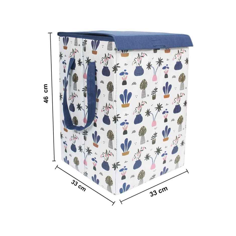 PrettyKrafts 75 L Folding Laundry Hamper | Clothes Basket with Lid & Carry Handles | White - Large