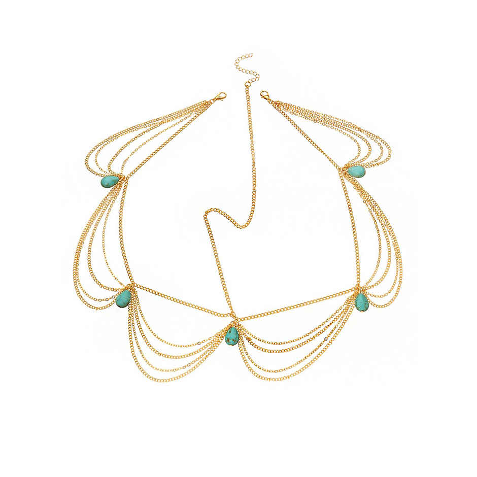 Unwind by Yellow Chimes Gold Toned Multilayer Head Jewellery for Women