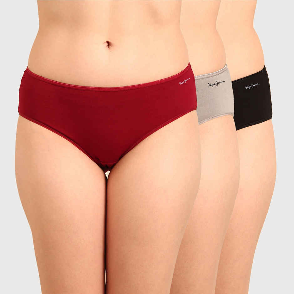 Pepe Jeans Premium Cotton Hipsters (Pack Of 3), Multicolor, L Panty
