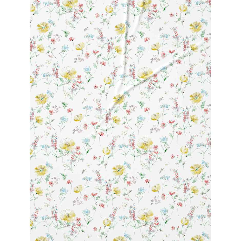 D'Decor Gifting Cotton Queen Flat Bedsheet | 145 TC Two Pillow Covers | Floral Yellow