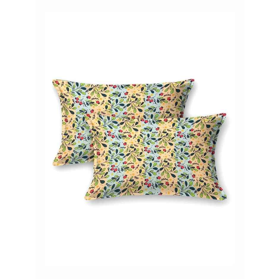 Bombay Dyeing Dream Lover 104 TC 100% Cotton Green & Blue Double Size Bedsheet with 2 Pillow Cover