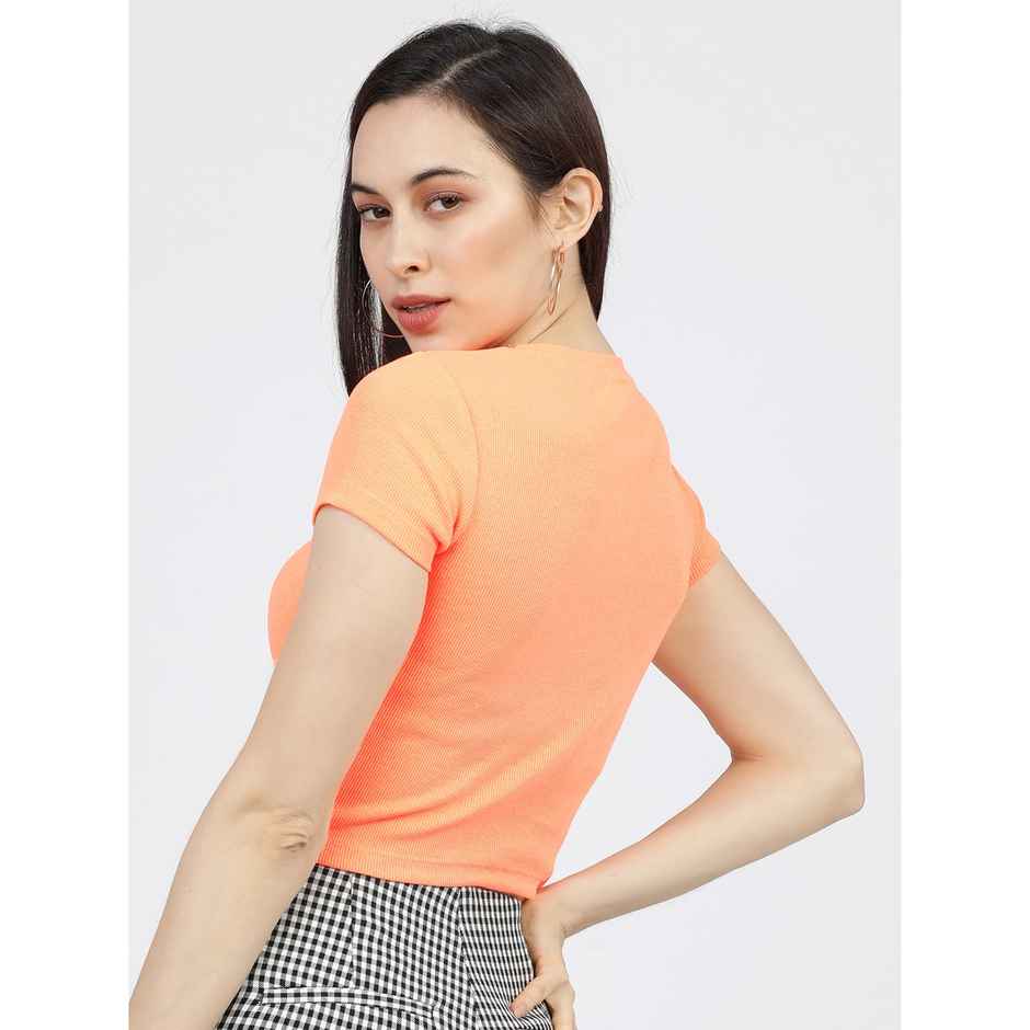Tokyo Talkies Women's Fitted Crop Top | Orange - L