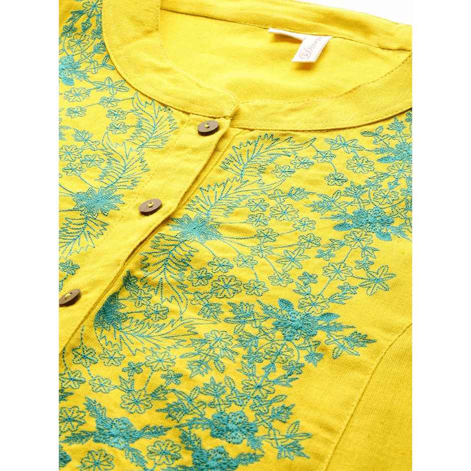 Divena Women s s Yellow Regular A-Line Calf Long Kurta | DBK0235 | M