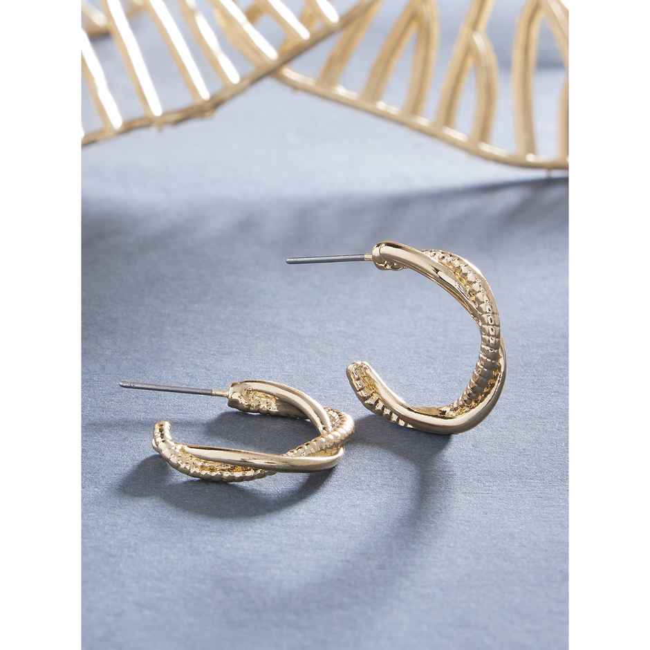 Accessorize London Women's Gold Super Classics Twist Textured Hoops Earring - Gold