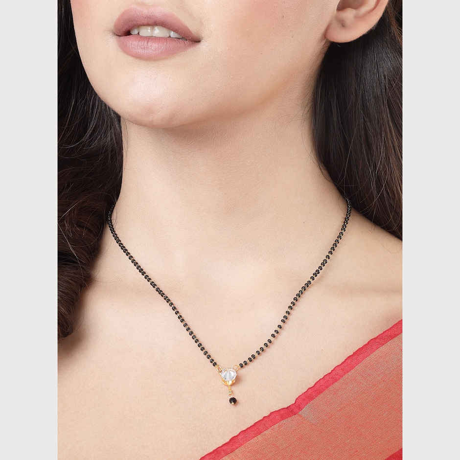 NVR Black Gold Plated Beaded Mangalsutra | NVR2141