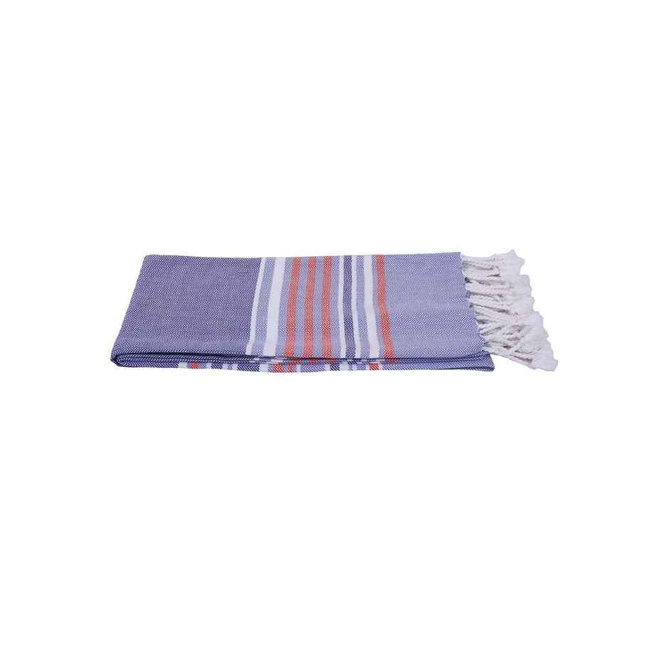 Bianca Ultra Soft Turkish Hammam Towel 100% Cotton 1pc Bath Towel | Jadore Stripe-Blue