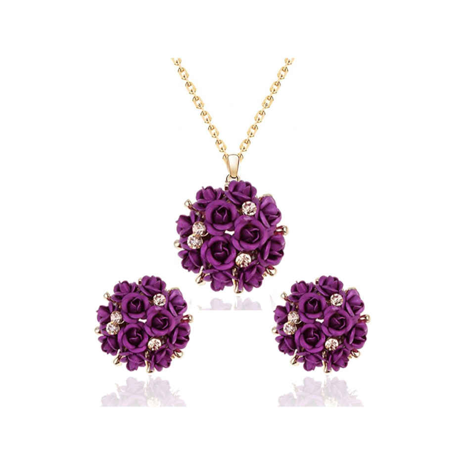 Youbella Jewellery Set With Earrings And Ring For Women And Girls (Purple)(Ybnk - 5731)