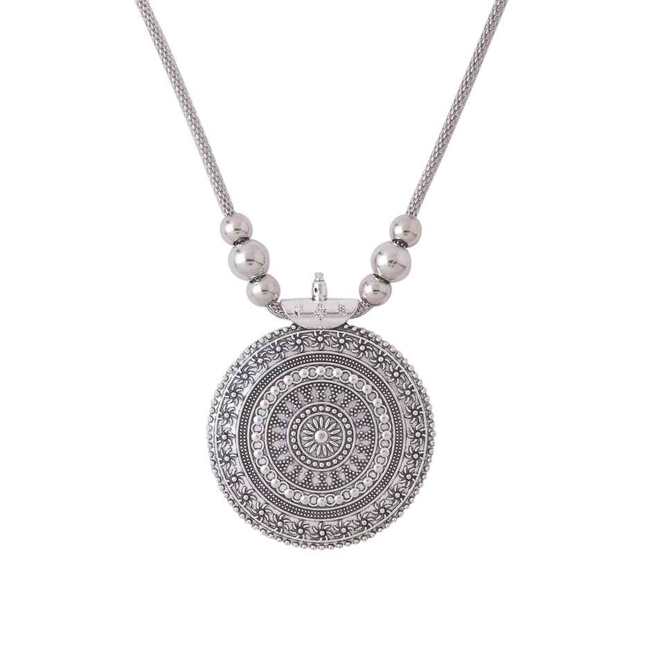 NVR Silver Toned Oxidised Necklace | NVR2054
