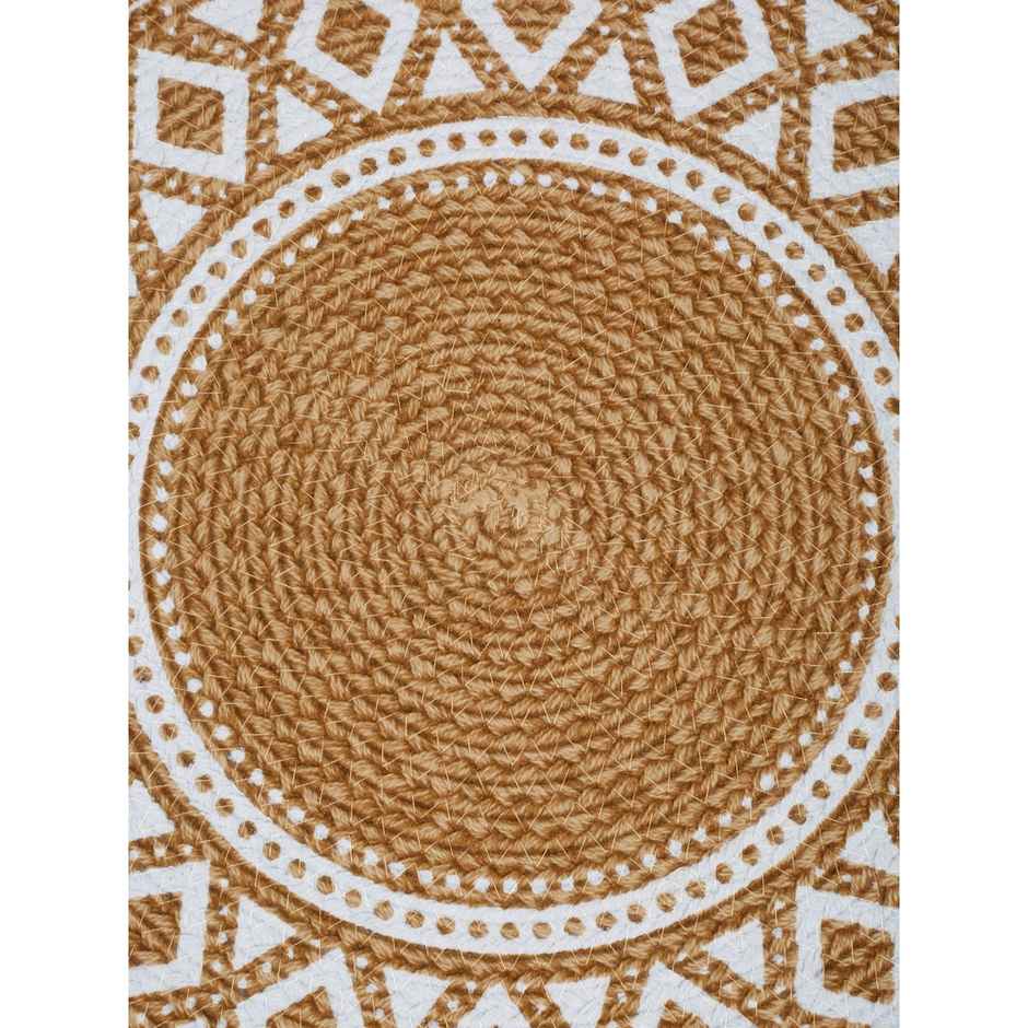 Hosta Homes Pure Cotton Geometric Pattern Digitally White& Brown Printed Table Place Mats Pack of 6