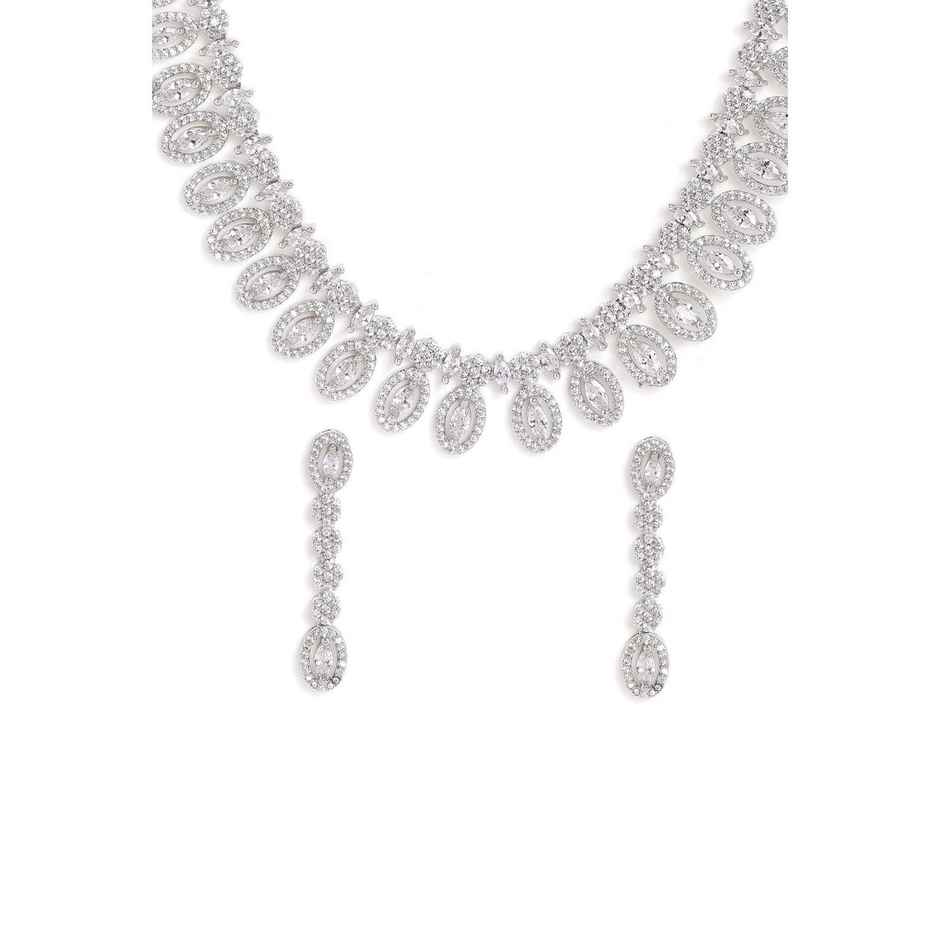 Priyaasi Silver-Plated American Diamond Studded Jewellery Set