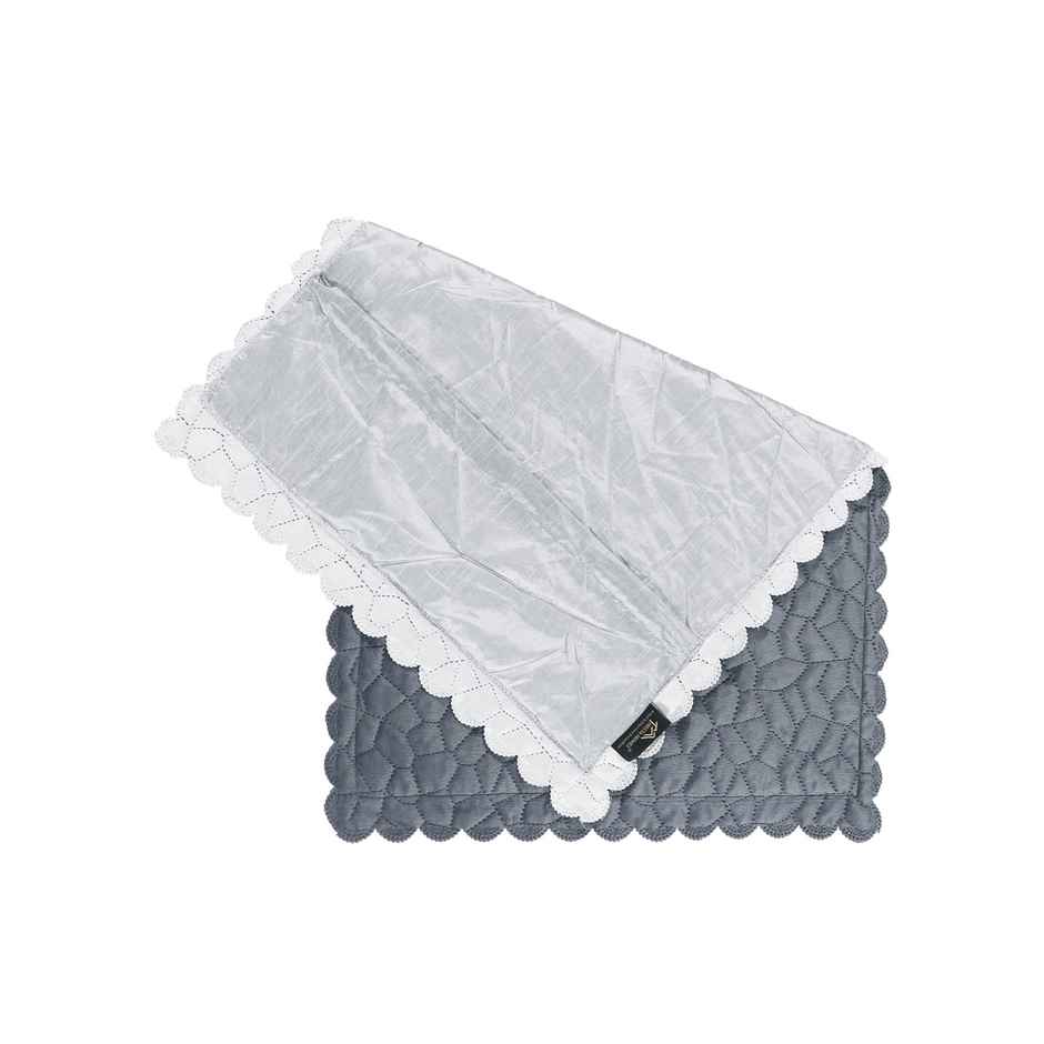 Hosta Homes Velvet Fabric Laser Cut Grey Pillow Cover Pack of 1