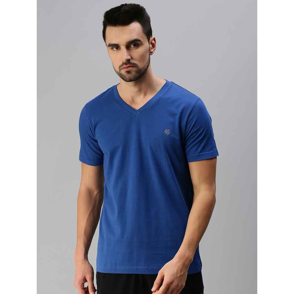ONN Premium Men's Solid Pure Cotton V Neck T-shirts | Royal Blue | Size - 2XL