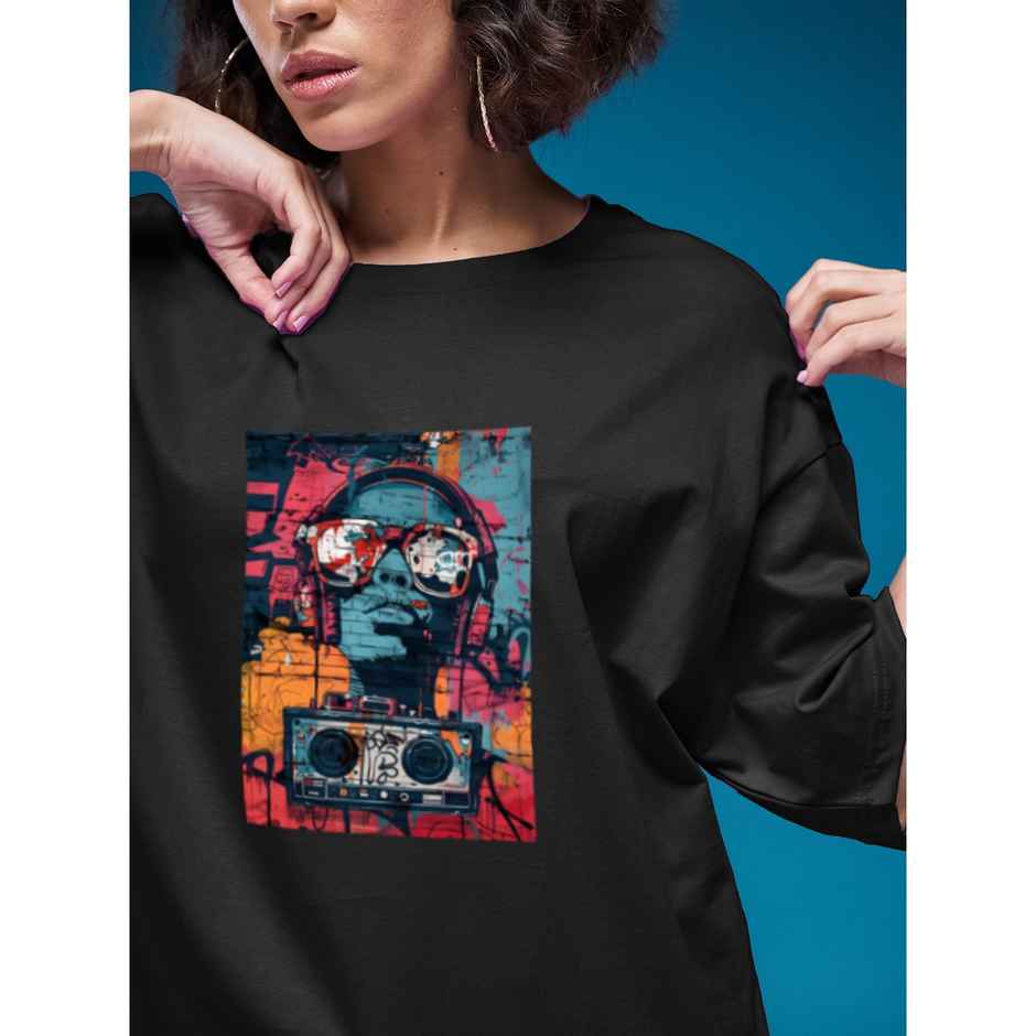 Smartees Women's Oversize Printed T-shirt | WW - 2025 | Black - S