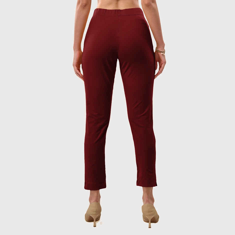 Lyra Women's Straight Pant Premium | Maroon - S