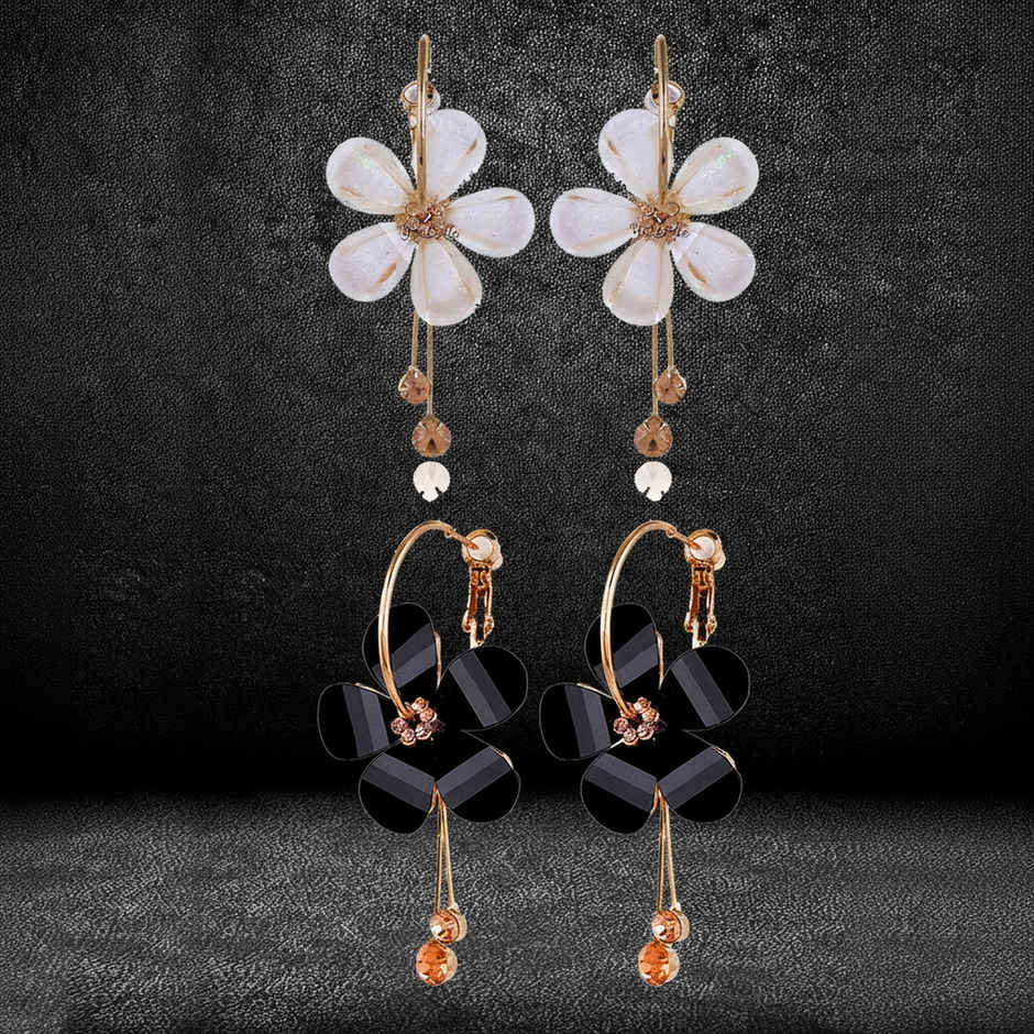 Youbella Jewellery Gold Plated Floral Earrings For Girls And Women (Combo)(Ybear - 32130)