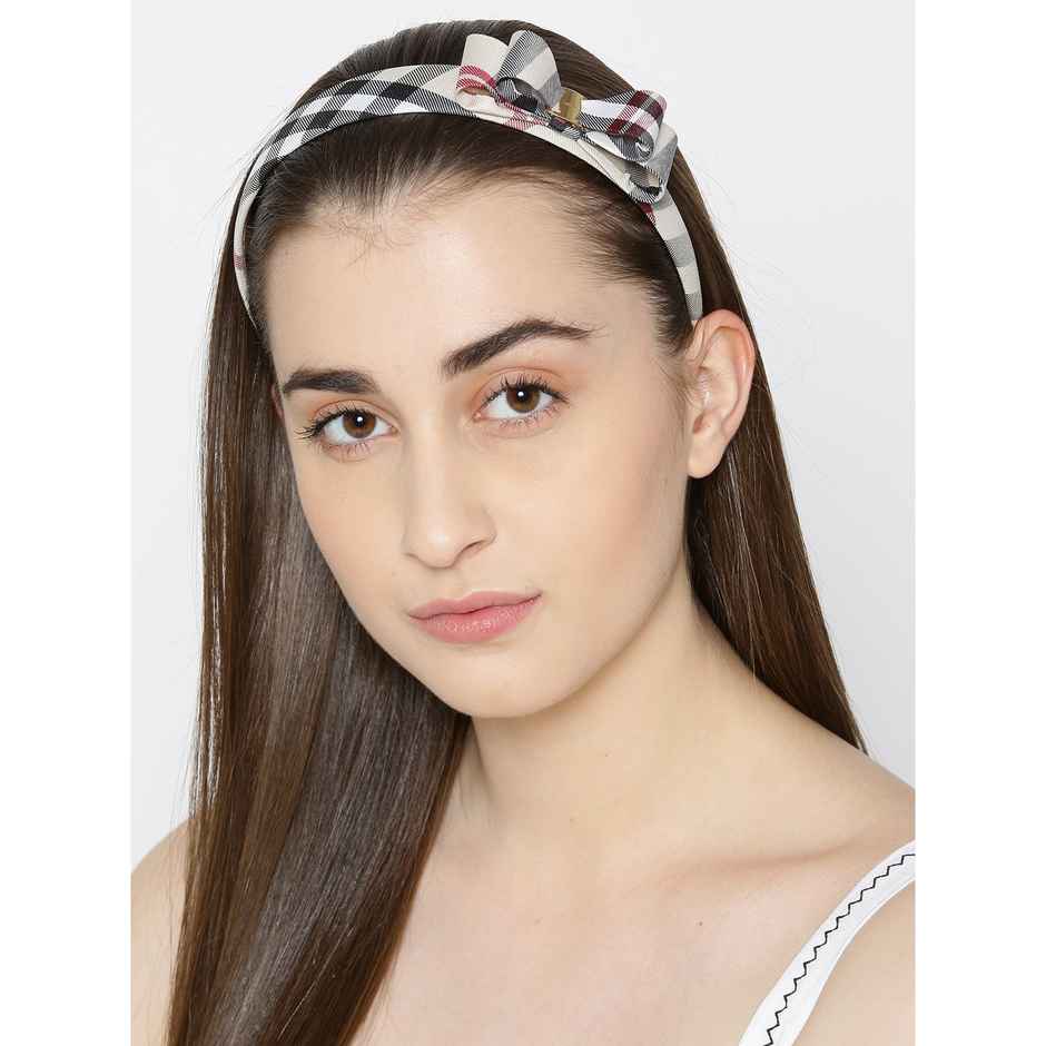Priyaasi Black & Beige Checked Hairband
