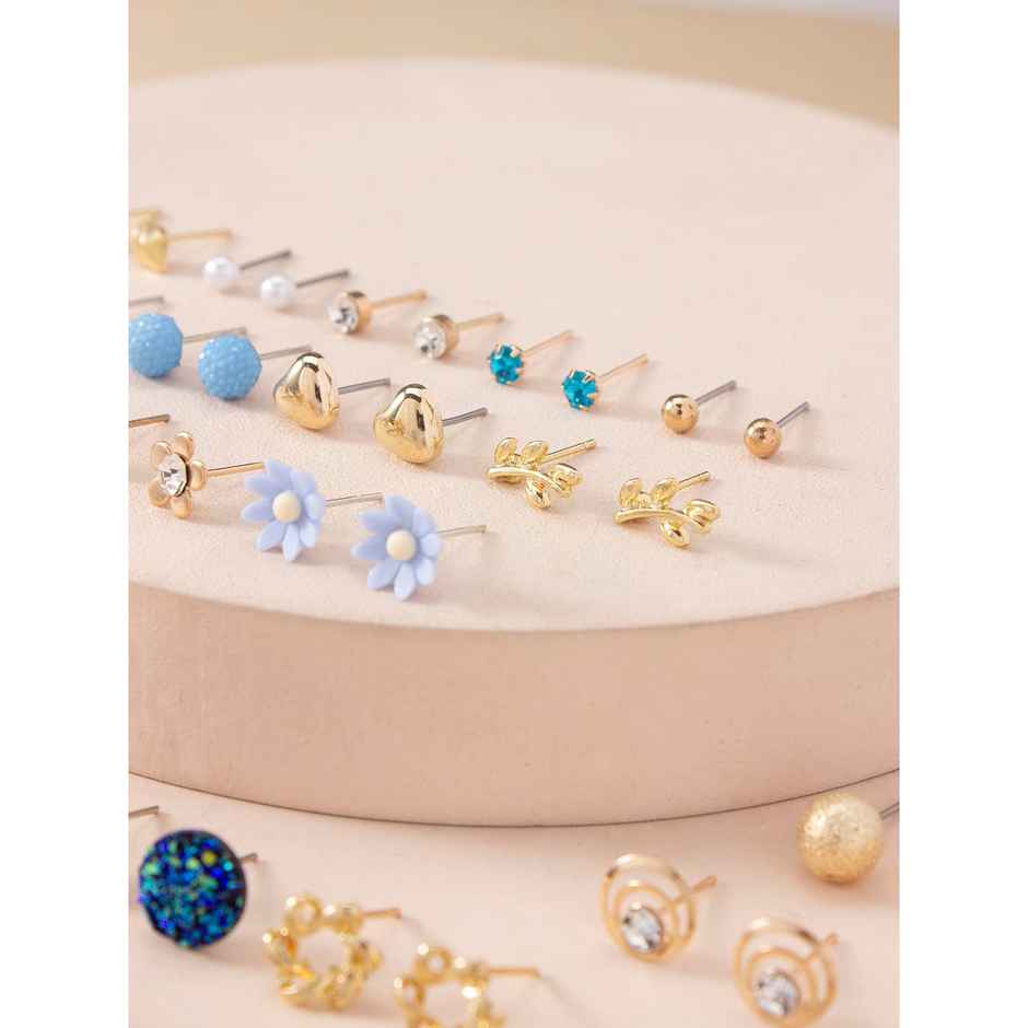 Shining Diva Fashion 30 Pairs Combo Stylish Crystal Pearl Earrings for Women and Girls | 14777er