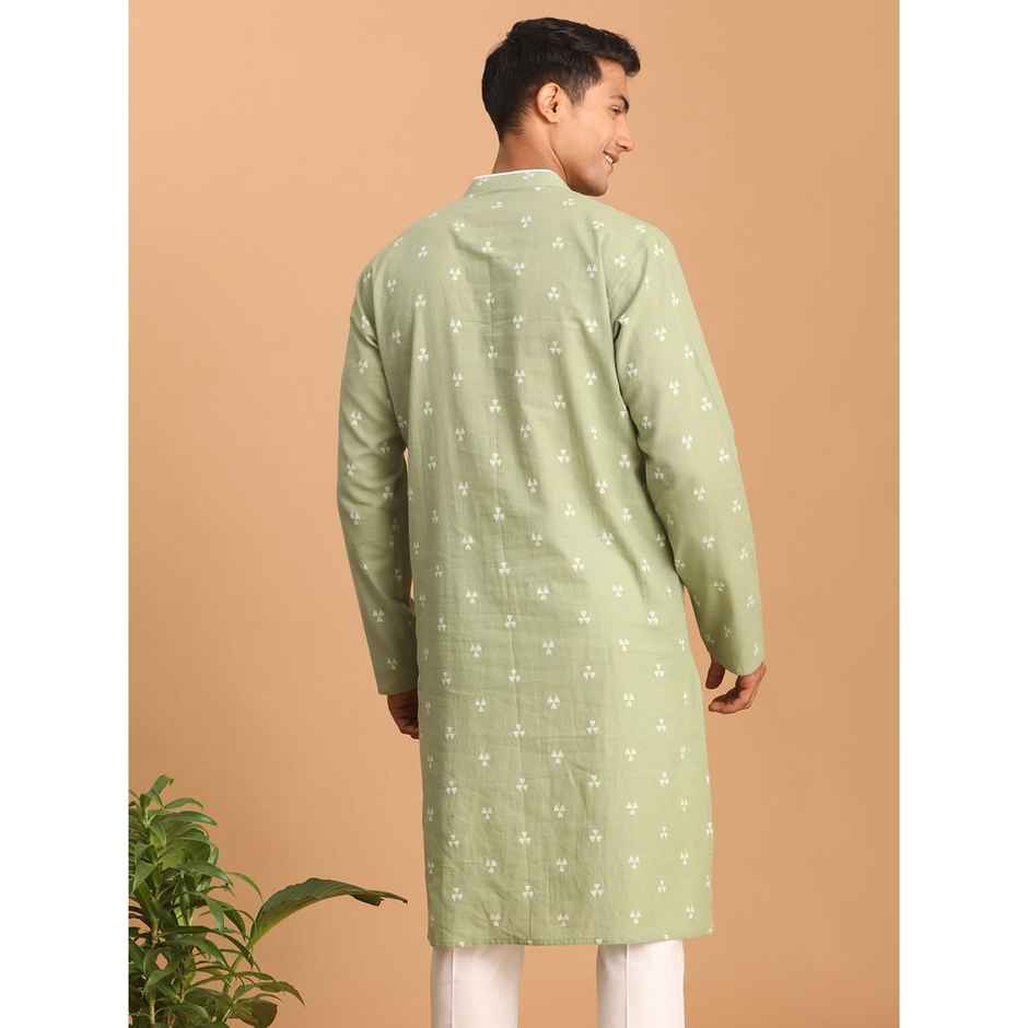 Vastramay Men's Cotton Kurta | Green - M