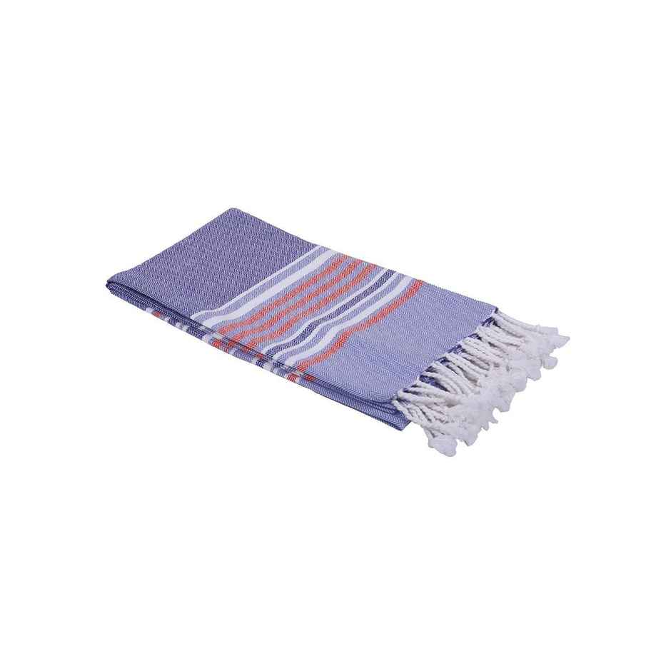 Bianca Ultra Soft Turkish Hammam Towel 100% Cotton 1pc Bath Towel | Jadore Stripe-Blue