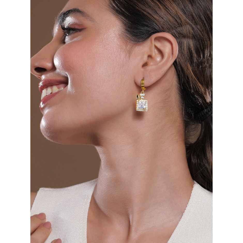 Rubans 18K Gold Plated Stainless Steel Tarnish free Waterproof CZ Butterfly Drop Earring