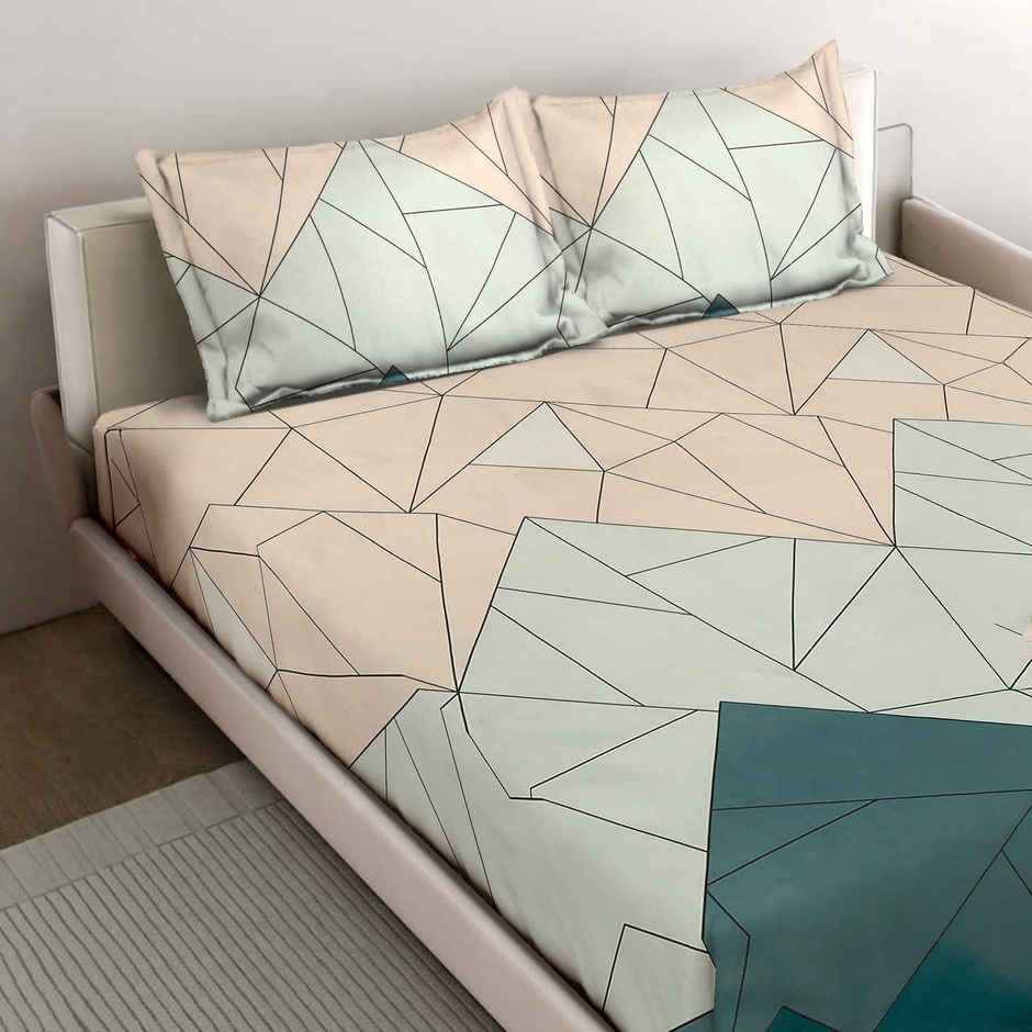 Status Imperial Corner Fitted Double Bedsheet | Geometric Summit | 198 x 182 cm