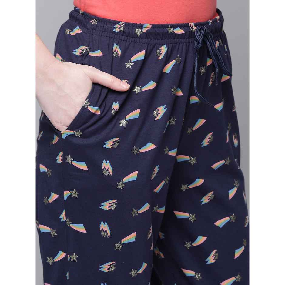 Kryptic Women's Cotton Printed Capri | Navy - L