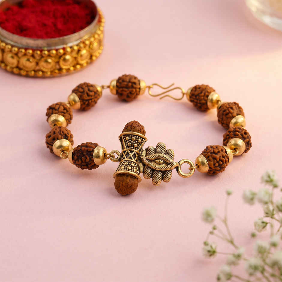 Bracelet Rakhi | Ethnic Rudraksha Beads | Religious | Pack of 1 | Voylla