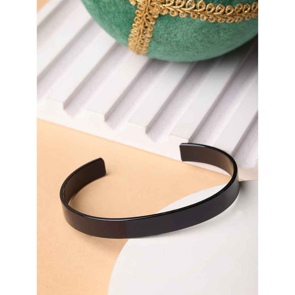 NVR Men's Black Rhodium-plated Stainless Steel Cuff Bracelet | NVR2369