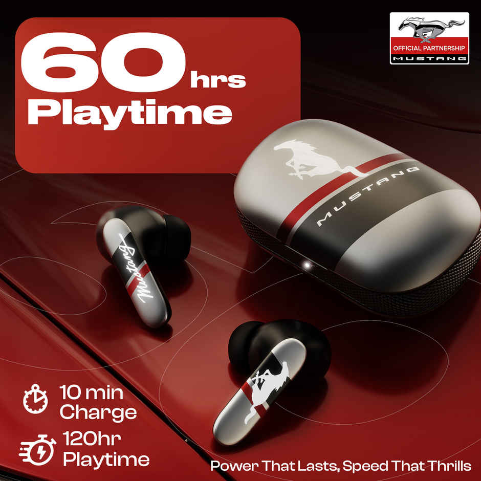 GOBOULT Mustang Dyno | 60Hrs Battery | App Support | Quad Mic ENC | 5.4v Bluetooth | Silver