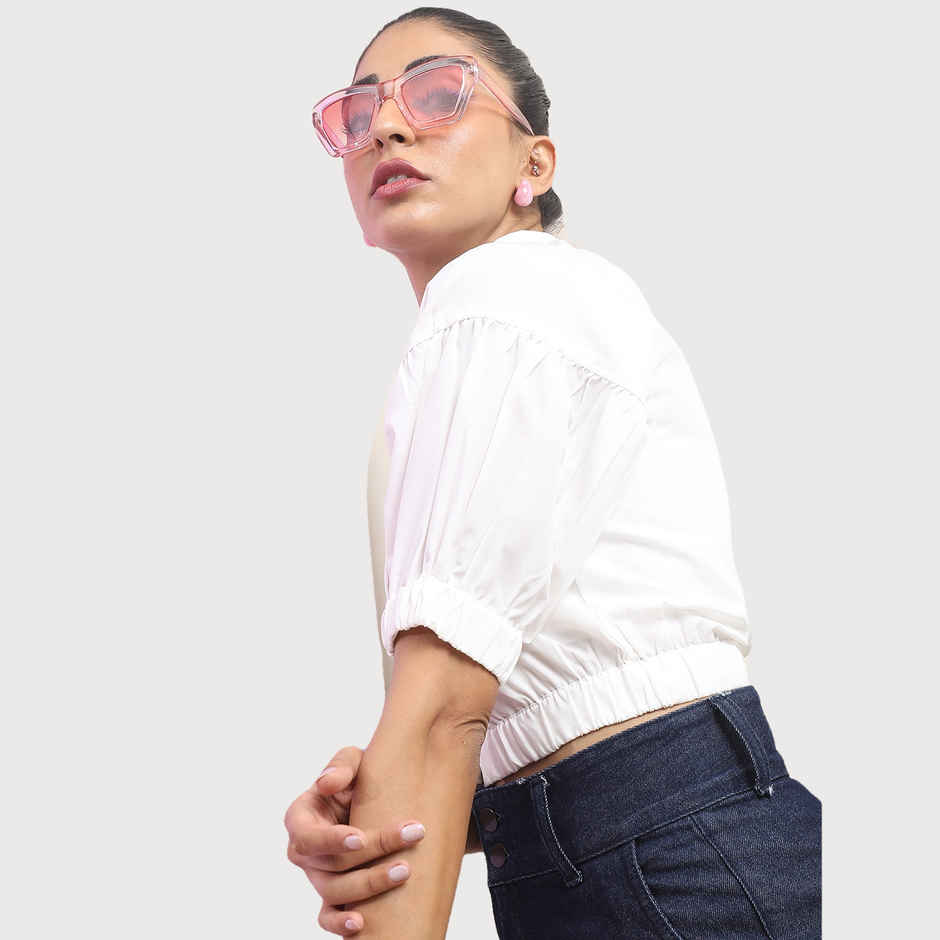 Tokyo Talkies Women's Crop Shirt | White - XL