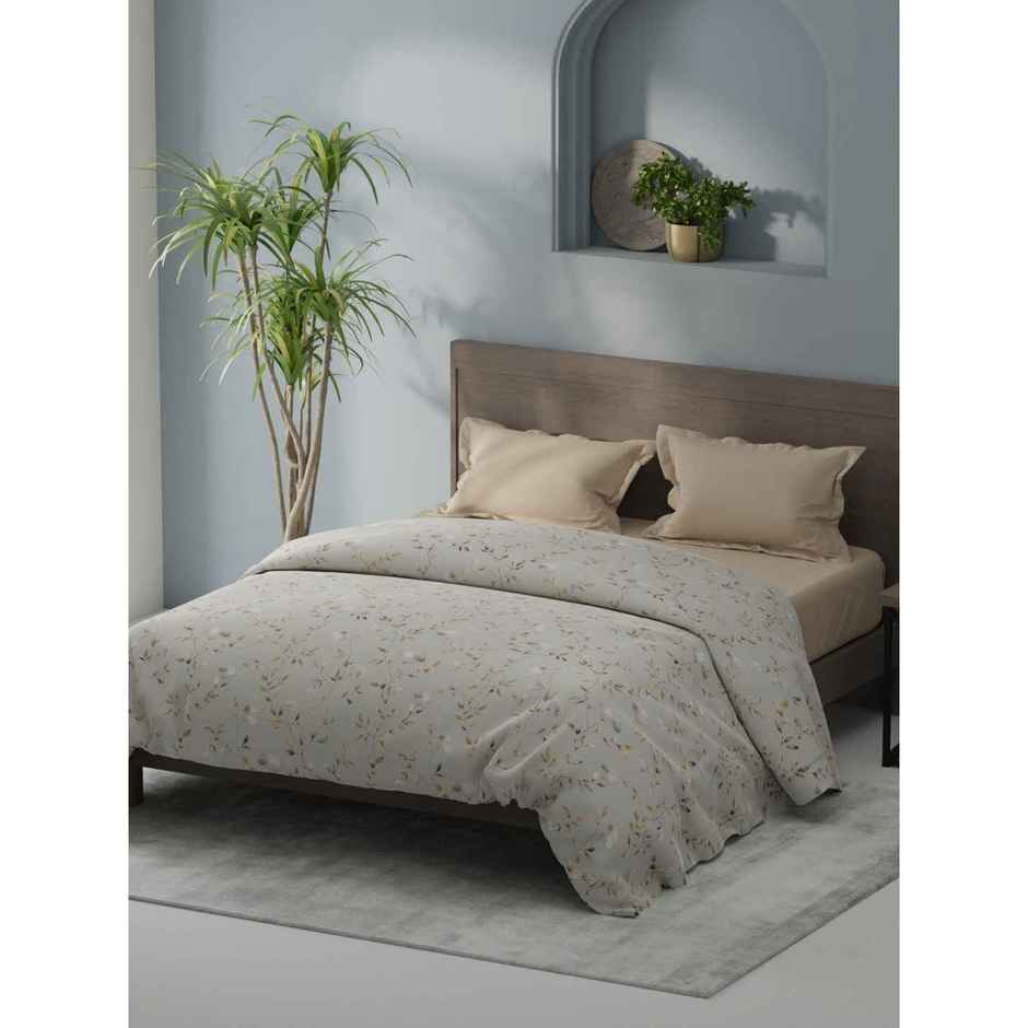 KOPA Super Soft Microfiber Comforter For All Weather | Coolmax Cotton Feel Floral | Beige