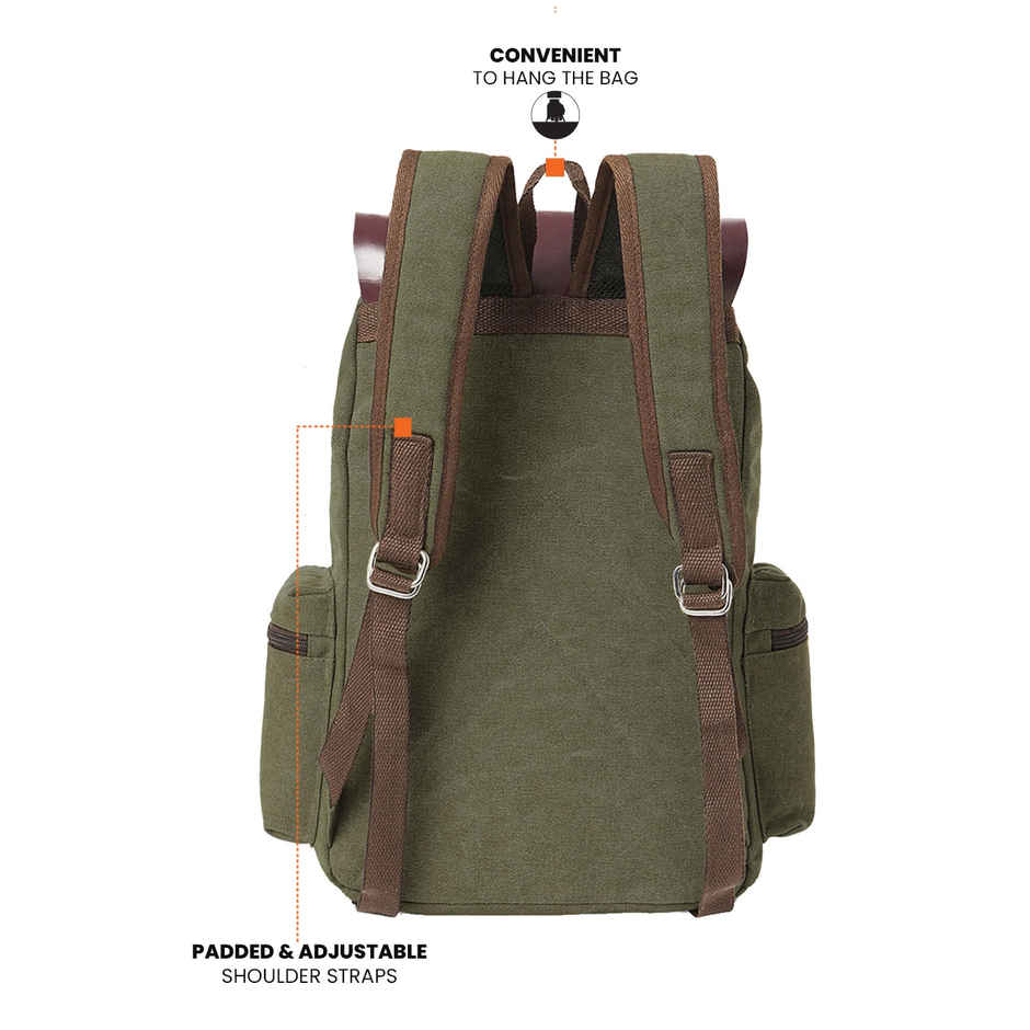 Fur Jaden Unisex Canvas and Vegan Leather 23 L Laptop Bag | Green