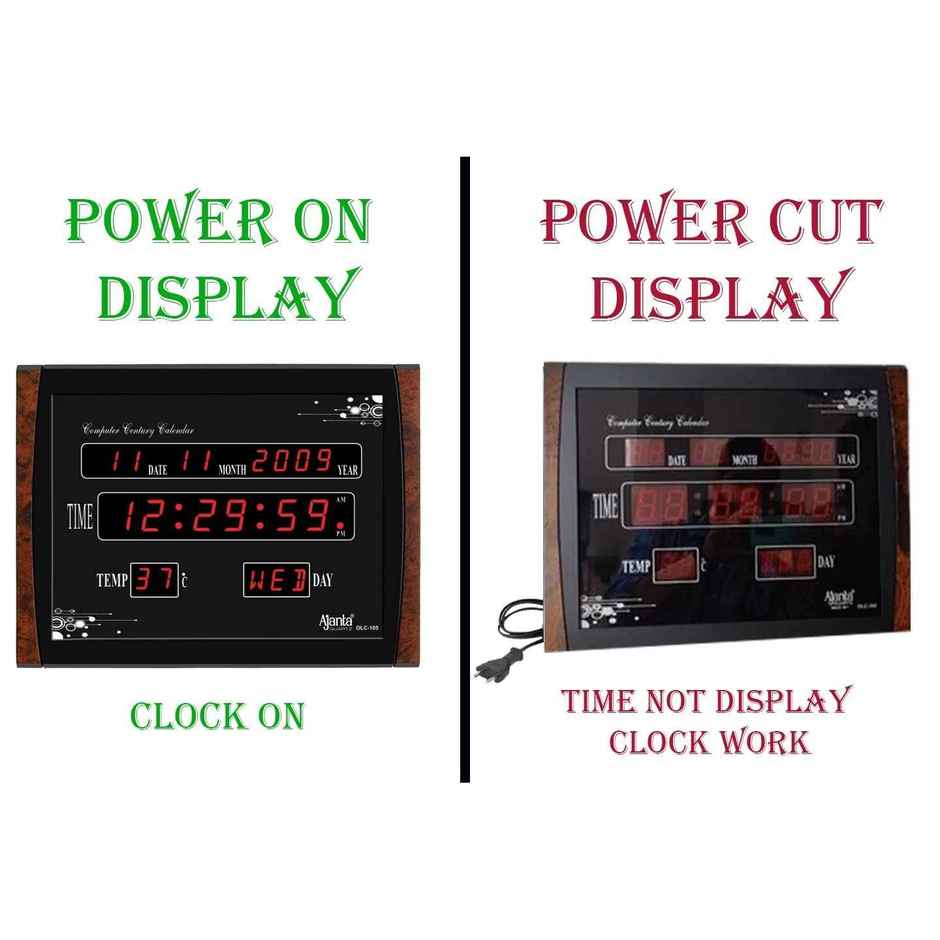 Ajanta Quartz Digital Red LED Wall Clock - OLC-105 | 39.6 x 29.6 x 3.5 cm | Plastic