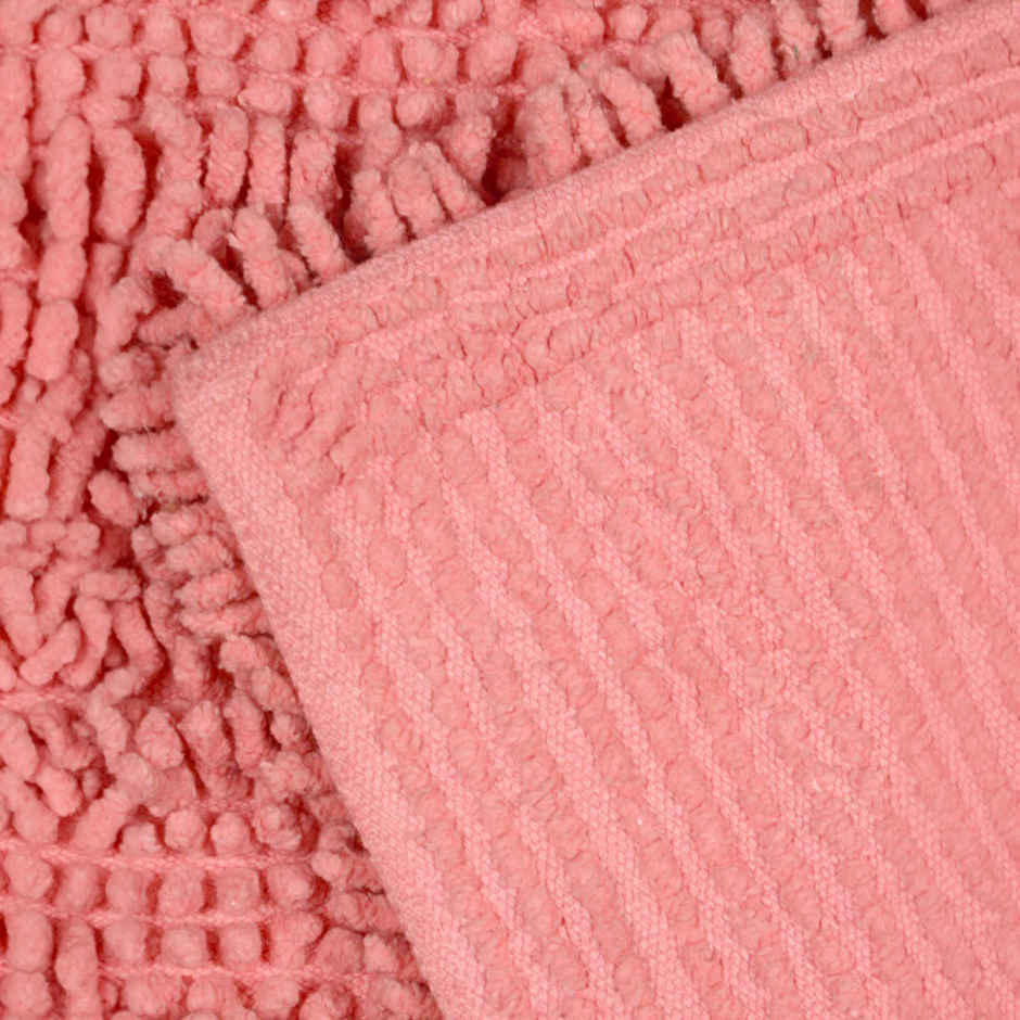 Saral Home Cotton Anti-Slip Water Absorbent Bath Mat | 40 x 60 cm | Light Pink