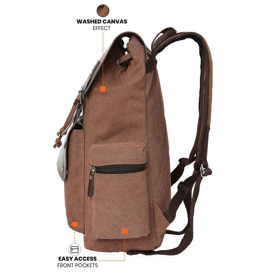 Fur Jaden Unisex Canvas and Vegan Leather 15.6 L Laptop Bag | Brown