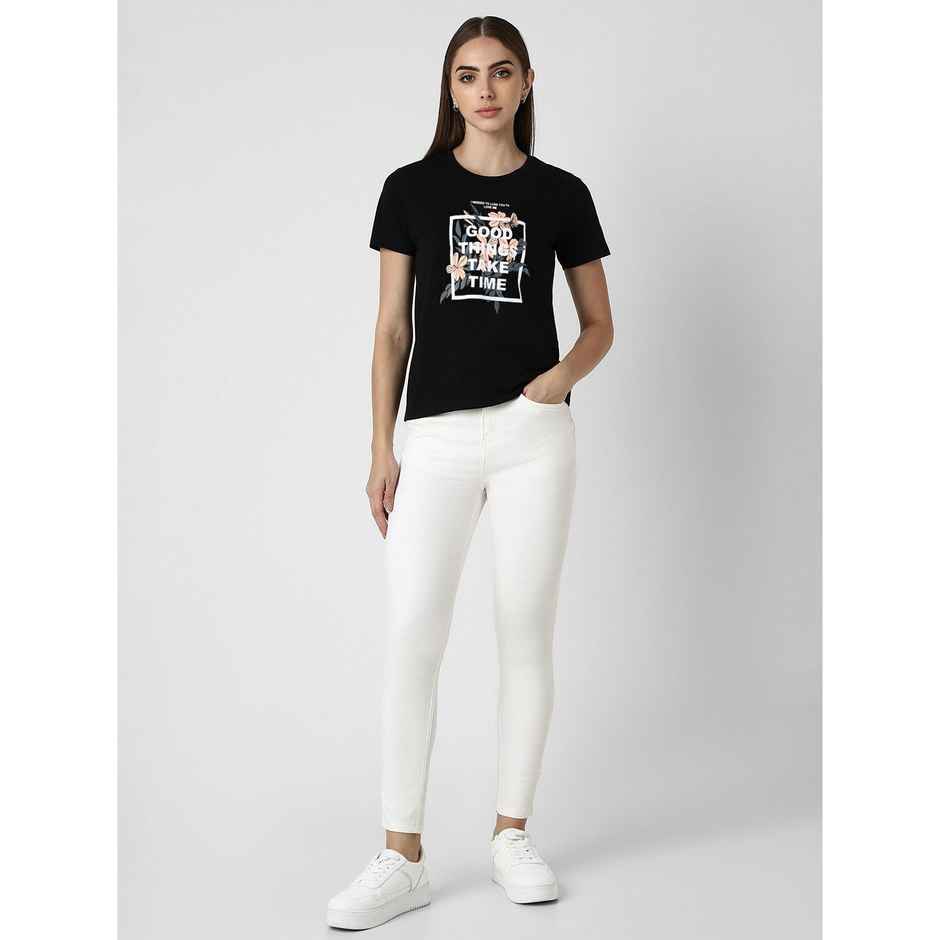 Smartees Women's Printed T-shirt | Black - M