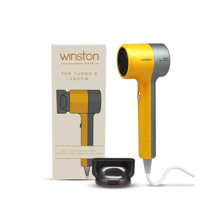 Winston Hair Dryer 1600W - Turbo X with Low Noise & Overheat Protection | Black and Yellow