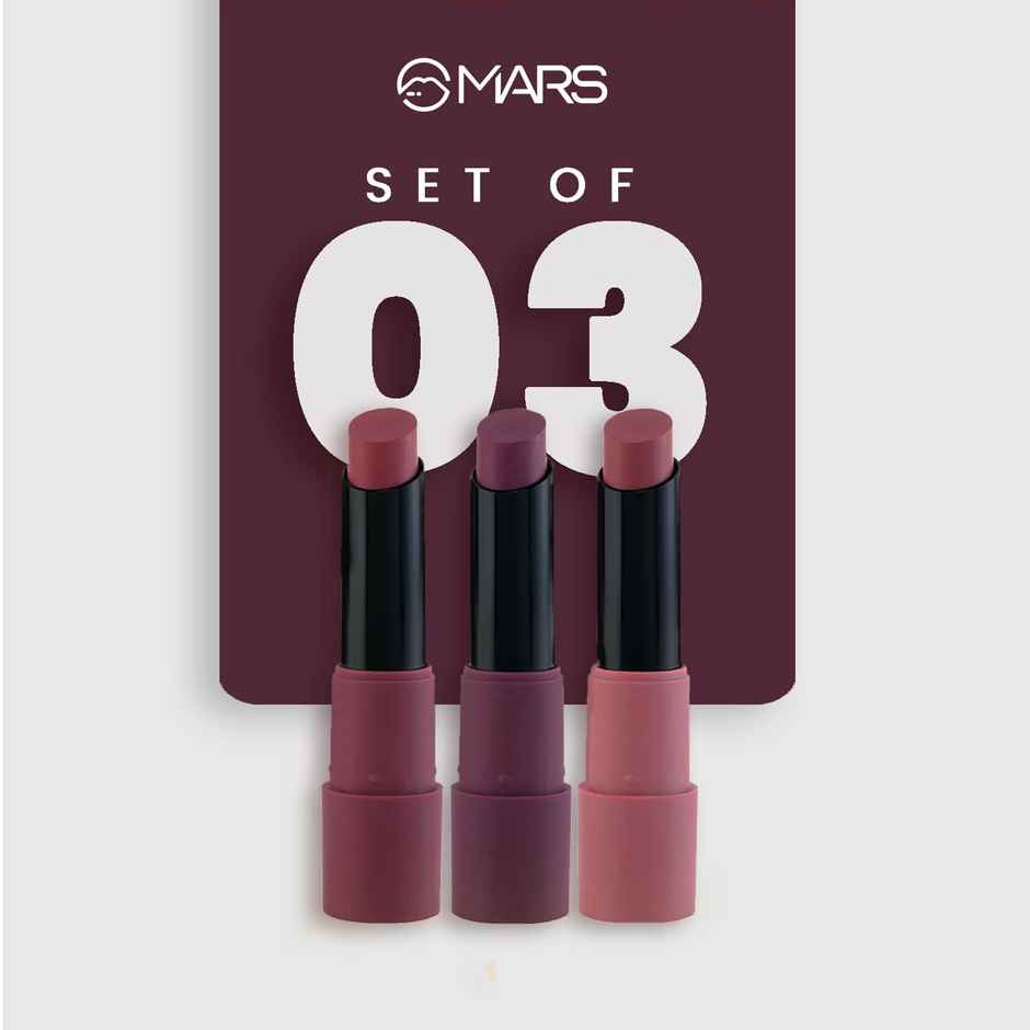 MARS Cosmetics Gift Box Set of 3 Matte Lipsticks | 03-PLUM
