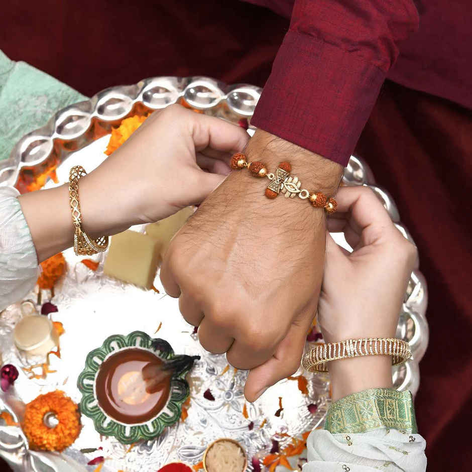 Bracelet Rakhi | Ethnic Rudraksha Beads | Religious | Pack of 1 | Voylla