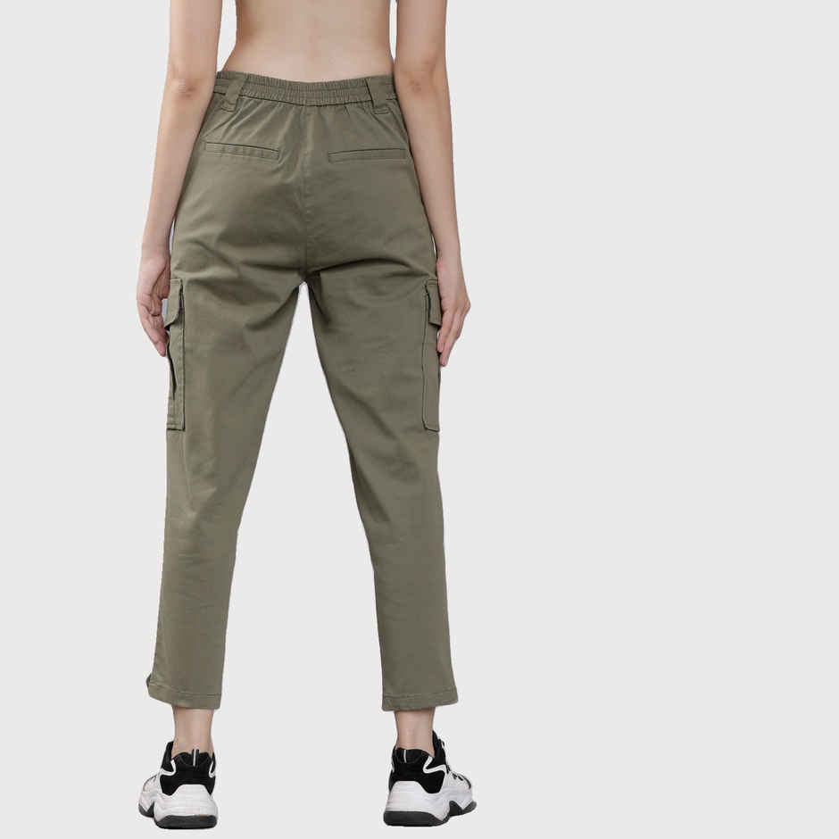 Tokyo Talkies Women's Regular Fit Solid Cargos | Olive Green - 28